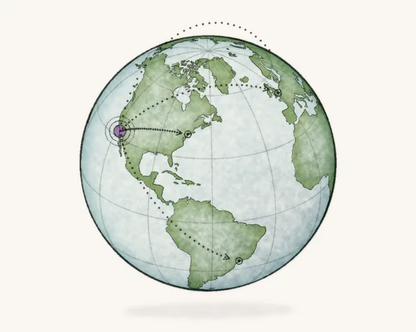 Watercolor of a globe with fine meridian lines