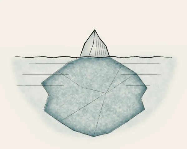 Watercolor of an iceberg with a small tip above the waterline and a large mass beneath
