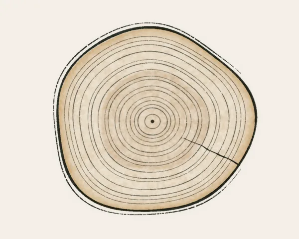 Watercolor of a tree cross-section showing growth rings