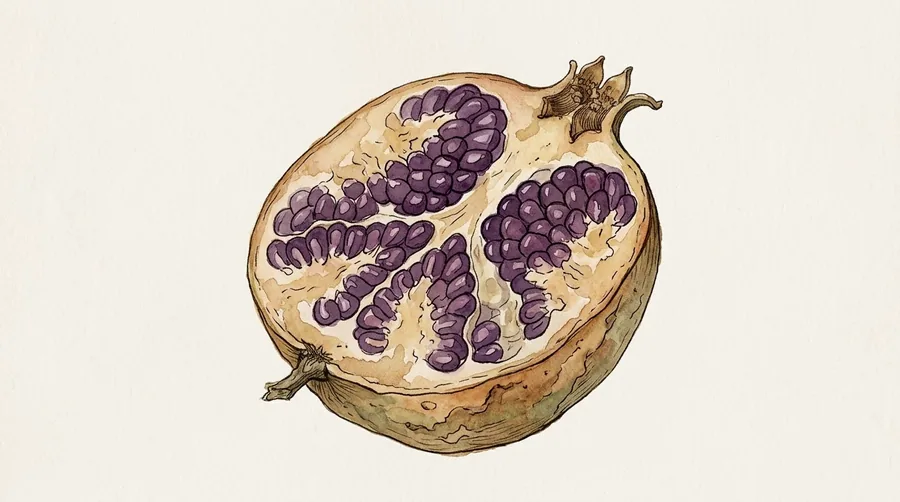 A pomegranate cut in half